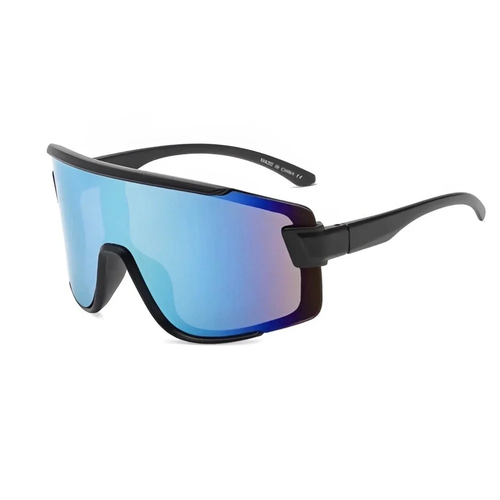 Oversized Shield Sunglasses Oceanic Blue Mirrored Lens Sport Wrap Shades Fashion